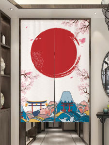 Japanese Style Semi-Privacy Door Curtain Kitchen Oil Smoke Proof Bathroom Partition Curtain Floating World Print Screen Divider