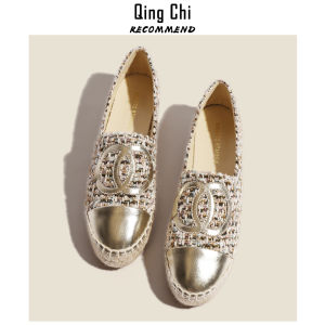 Gold Flat Bottom Fisherman Shoes Womens Spring Summer Little Fragrance Style 2025 New Lazy One Step Loafers Fashion Single Shoes