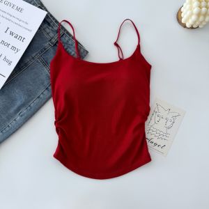 YIWEIYI | Korean Pure Desire Style Wrinkled Strap Back Bra Pad Underwear Top