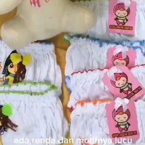 3 Pcs Celana Dalam Anak Cewe Motif Lucu Merk GOLDEN NICK RAMBUT Karet Kerut Bahan Katun Ukuran S T