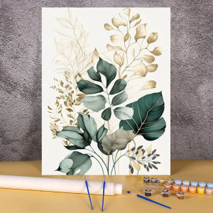 BILIBILI | Leaves Plant Simple Painting Coloring By Numbers Kits Wall Art Picture for Kids Adults Bedroom Home Decor Diy Paint Pintura