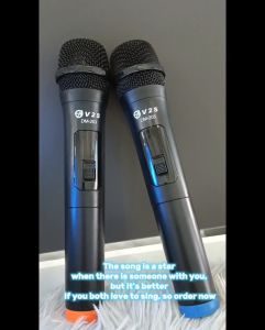 V2S DM-203 Dual Heavy Duty Sound HD Wireless Microphone Handheld Professional Karaoke Dual Microphone