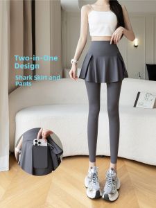 miiow | High Waist Shark Skin Yoga Fitness Pants Cover Butt Short Skirt Design Cycling Sportswear Plus Size Base Layer Trousers