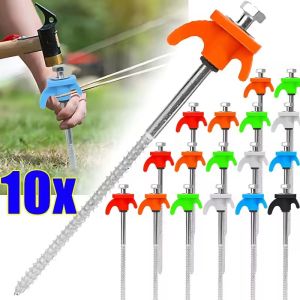 10pcs vít Neo cọc lều 20cm thép carbon Cọc dựng lều Spike móc Lều cắm trại móng tay kiểu xoắn ốc tán cọc cho ngoài trời