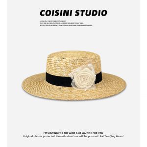 Elegant Rose French Summer Sunshade Straw Hat