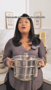 Panci Kukus Steamer HA / Panci Kukus dan Tutup Stenlees 2/3 Tingkat Stainless Steel / Panci Kukus Anti Karat