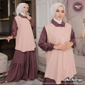 REVIA OUTER BY AKU KARISSA/GAMIS SET OUTER REVIA NEW LINEN ROSE