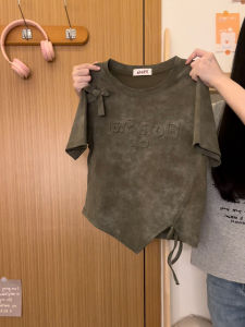 Áo Thun Tay Ngắn Dệt Kim Dập Nổi Chữ Ký Cho Nữ Mùa Hè Thường Ngày Phong Cách Ngọt Ngào Thời Trang Ngắn Mới Về