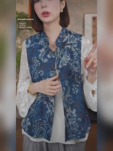 Retro Artistic Ethnic Dyeing Chinese Style Womens Vest Jacket Spring Summer New Versatile Matched Top Outerwear