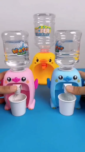 Children water dispenser Yellow Duck Water Fountain cup kids toy kitchen pretend play dispenser air mainan kanak kanak