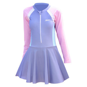 XTEP | Slimming Long Sleeve Stylish Girls Student One-Piece Swimsuit