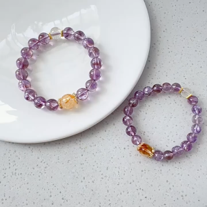 Nine Purple Times Crystal Bracelet purple Asean Yellow White Crystal 九紫时代紫阿塞水晶手串 8mm