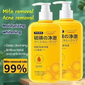 Sulfur Mite Removal Liquid Soap Anti Mite Itching Shower 400ml AcSulfur mite shower gel anti mite anti acnne body wash sabun jerawat badan hilang jerawat Whitening Shower Gel Itchy Antibacterial body wash Remove Mites Whitening