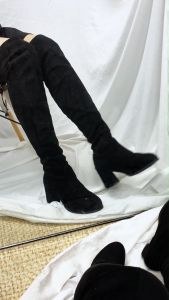 Sizes 35-40 (Add One Size) Knee Over Boot Womens New Knight Boot Thick Heel Fashion Versatile Shoes Heel Heigh 7CM