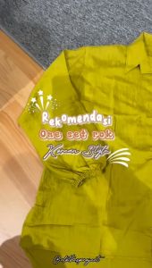 Setelan Rok Floral Maxi dan Blouse Polos Pilihan Warna - Bahan Crinkle Nyaman