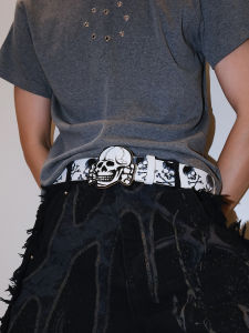 Y2k Hip Hop Punk Gothic Dây Da Pu Có Khóa Đầu Lâu Thiết Kế In Hình Đa Năng Đơn Lập Dành Cho Thanh Niên Nam Nữ