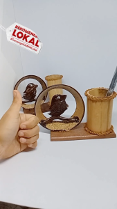 Tempat pulpen lucu / tempat pulpen Austetic / tempat pulpen/pensil / tempat pulpen ada hiyasan burung batok kelapa