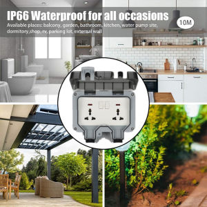 Outdoor Waterproof Sockets Exposed 2 Open Multifunctional 10 Hole Double 5 Hole Power Socket Indoor and Outdoor Rainproof Waterproof Box Waterproof Outdoor Outlet