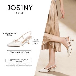 Josiny | Pointed Toe High Heels New 2026 Spring Summer Elegant Nude Sandals