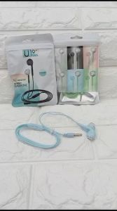 Headset Macaron+ mic U-19 Plus Handsfree Transparan Stereo Earphone u19+