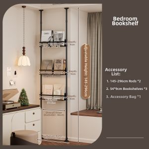 QIANKUOTAI | Corner-to-Ceiling Space Saving Bookshelf Storage