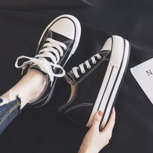 Womens Canvas Shoes 8cm Heightening Thick Bottom Platform Slip-On round Toe Rubber Sole Pure Color Korean Style Summer Autumn New Fashion Casual Shoes
