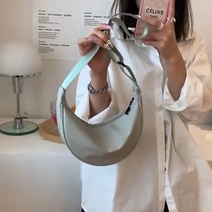 Dumpling Shoulder Bag Korean Sling Bag INS Fashion Solid Color Canvas Bag Casual Nylon Underarm Crossbody Bag Pouch Bag Travel Bag Waist Bag 单肩包