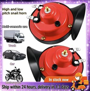 1 Pair Of 12V/24V Universal Snail Horns With Super Loud Volume For Cars Motorcycles Trucks Ships And Water-Resistant