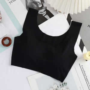 Ice Silk Seamless Womens Sleepwear One-Piece Sports Shockproof Tube Top Strapless Bra Gathered Backless Comfortable Underwear