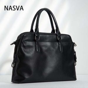 Briefcase Office Bag Leather Laptop Bag Crossbody Bags Messenger Bag For Men Shoulder Bag 14" Laptop Office Bag NASVA