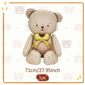 Bow Bear Aluminum Film Balloon Brown/Matte White Bear Balloon Birthday Wedding Shower Anniversary Decoration Birthday Gift