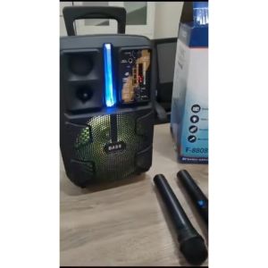 Speaker Bluetooth Fleco F-8808 LED 85 Inch [ FREE 2PCS MIC WIRELESS + REMOTE + CHARGER USB ] | Speaker Karaoke Full Bass Salon Aktif Extra Power Full Bass Ukuran Besar F-8808 LED Gratis 2 Mic Tanpa Kabel | Gallery Audio