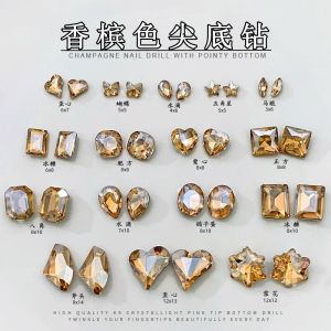 Chuỗi Đá Rhinestone Hình Trái Tim K9 Màu Sâm Panh Đá Quý Đá Pha Lê Hình Trái Tim Hình Trái Tim Cong Dùng Để Trang Trí Móng Tay