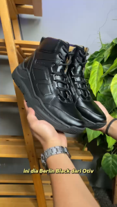 Otiv Berlin Boots Black - Sepatu Boots Kulit Casual Pria Kuliah Kerja Traveling Riding
