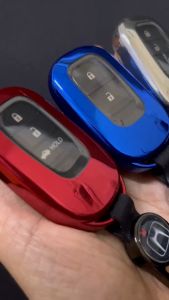เคสรีโมทรถ Honda Civic FE RS HRV 2023 GEN11 CRV Gen 6 ฝาหน้าปุ่มใสและหลังใสเห็นโลโก้ (TPU Key Cover with PC Transparent Push button Guard) - สำหรับ 2-4 ปุ่ม Smart Key
