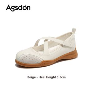 Agsdon | Mary Jane Ballet Shoes for Women Magic Tape Thick Soles Autumn New Design