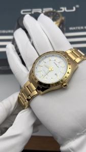 CRRJU Jam Tangan Pria Tahan Air Bercahaya Jam Kuarsa Klasik Mewah Gerakan Jepang Stainless Steel 5007