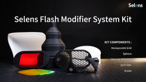 【Local Delivery】Selens 7-in-1 Flash Modifier Kit (Honeycomb Bounce Snoot 7 Gel Filters) for Yongnuo Godox Speedlite - Compatible Canon Nikon Sony Fuji