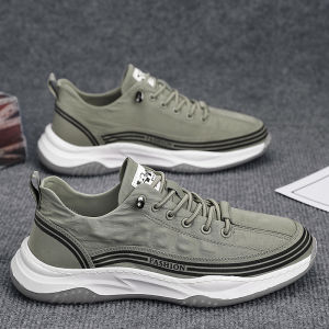 Mens Canvas Slip-On Sports Shoes Soft Bottom Lightweight Fall Winter Construction Work Safety Trendy Shoes round Toe Thick Heel