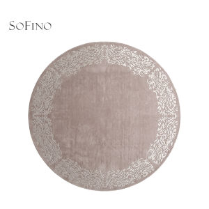 SoFINO | French Vintage Minimalist Pink Round Wool Carpet