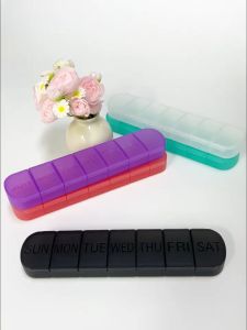 1pc Portable Pill Box 7 Day Week Medication Pills Medication Dispenser Vitamin Box Large Capacity 7 Day A Week Individually Dispensed Sealed Long Pill Boxes