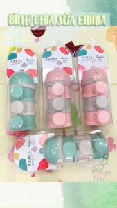 Bình chia sữa Emma kids 3 tầng bình chia đồ ăn cao cấp tiện lợi cho mẹ và bé có 2 màu Xanh và Hồng