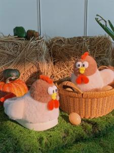 รองเท้าแตะผ้าฝ้ายลายไก่สุดน่ารัก รองเท้าแตะผู้หญิง รองเท้าแตะบ้าน รองเท้าแตะฤดูหนาว รองเท้าแตะ EVA รองเท้าแตะบ้าน สไตล์การ์ตูน รองเท้าแตะบ้าน