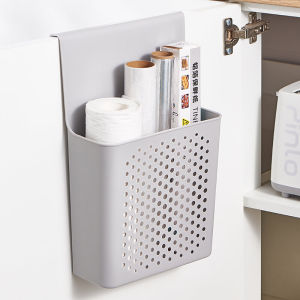 Wall-Mounted Storage Box Kitchen Cabinet Door Internal Hanging Basket Spice Preservation Film Organizer Rack Garlic Onion Herbs