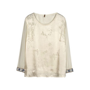 NASANYUE | Elegant Embroidered Womens Shirt New Chinese Style Spring Autumn Fashion High Quality Mommy Clothing Breathable Lightweight Polyester Fiber