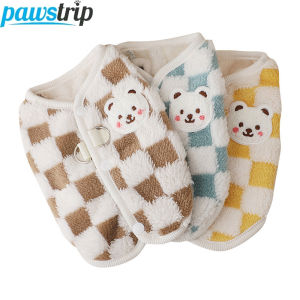 Winter Warm Pet Dog Coat Plaid Dog Clothes with D-ring Plush Pet Jacket for Small Medium Dogs Chihuahua Yorkie Costume