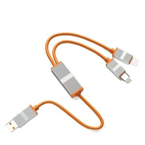 30CM Short Phone Charger Cable For Power Bank 3 in 1 66W Fast Charging USB Data Cable Portable Silicone Cable For ios/Type C/Micro