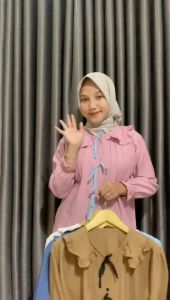 Blouse Ribbon Legan Balon Panjang Polo Linen Coquette Korea Style