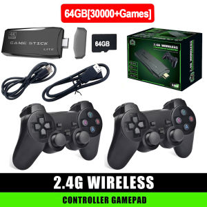 M8 4K TV Game Stick 64GB Built-in 3/40000+ Retro Games Console with Wireless Gamepads Supports 18+ Simulators for HD TV Gaming