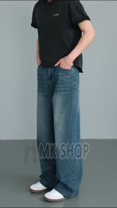 Korean Casual Loose Straight Jeans Men Denim Buggy Jeans Seluar jeans longgar lelaki [1099]